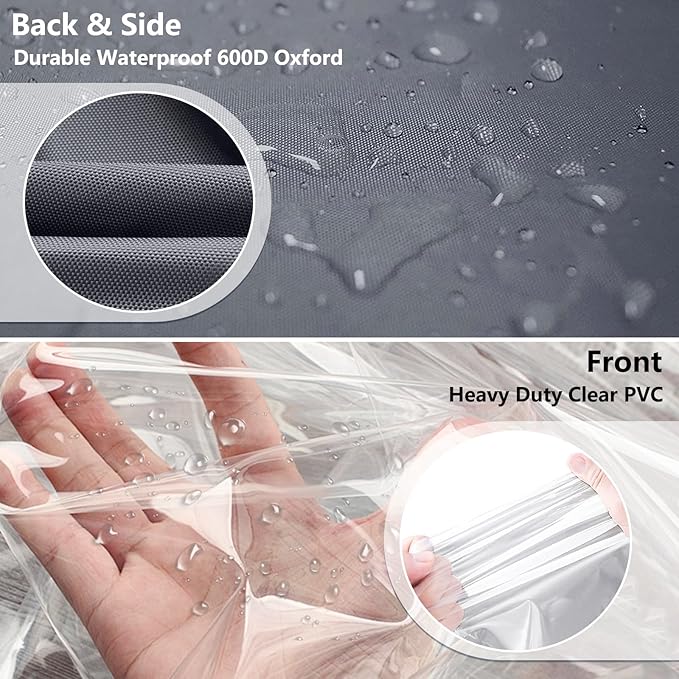 Waterproof Shelf Cover,600D Heavy Duty Dustproof Storage Wire Rack Covers,Outdoor Shelving Covers for Wire Shelves with Zipper 30''x14''x62'',Clear Front.