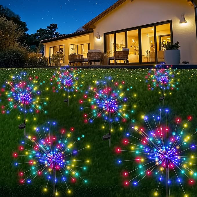 Garden Decor Solar Lights Outdoor,120LED Waterproof Colorful Solar Fairy Garden Lights for Outdoor Decoration,Yard, Patio, Porch,Flower Pot,Pathway,Christmas (6Pack)