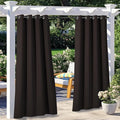NICETOWN 2 Panels Patio Outdoor Curtains Waterproof, Thermal Insulated Rustproof Grommet Blackout Outdoor Indoor Window Treatments for Gazebo/Playground, W52 x L95 Inch, Brown