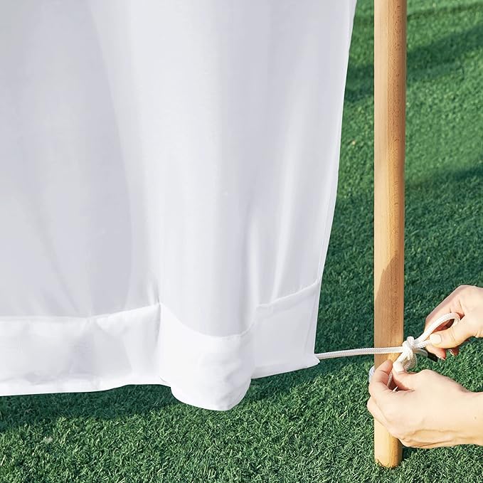 NICETOWN Outdoor Sheer White Weighted Curtains Rod Pocket Back Tab 120 inch Length 2 Panels Set W54, Light Filtering Grommet Mosquito Netting Curtains for Patio/Cabana/Pergola/Porch
