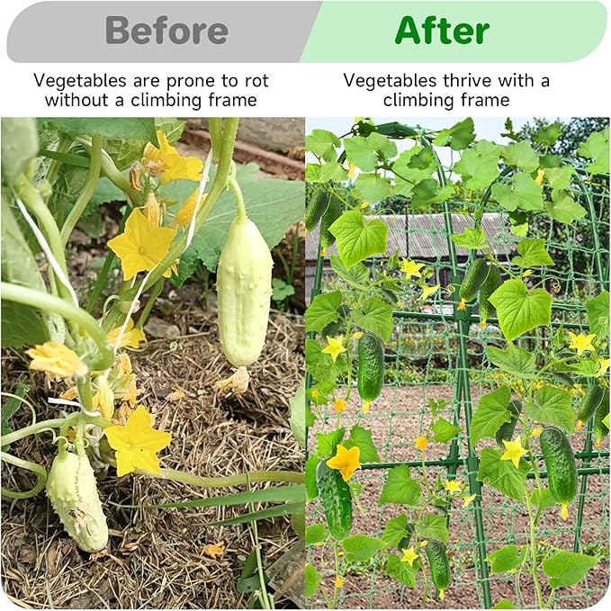 Cucumber Trellis for Raised Bed, U-Shape Garden Trellis for Climbing Plants Outdoor, Metal Arch Trellis for Vegetables, Plant Support for Tomato, Pea, Zucchini (47.2" L×30" W×47.2" H-Medium)
