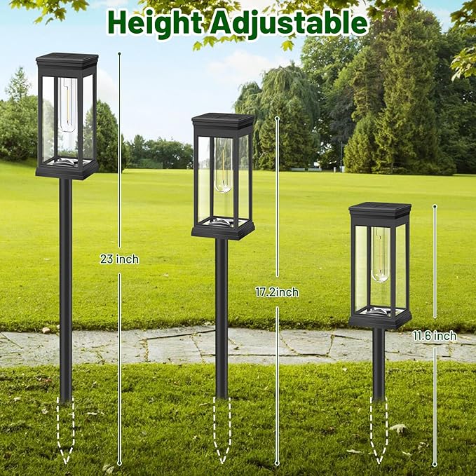 BesLowe Upgraded Solar Pathway Lights Outdoor, 6-Pack Large LED Solar Light Outdoor Waterproof, Super Bright Outside Lights for Yard, Sun-Powered Landscape Lighting for Garden Walkway, Warm White