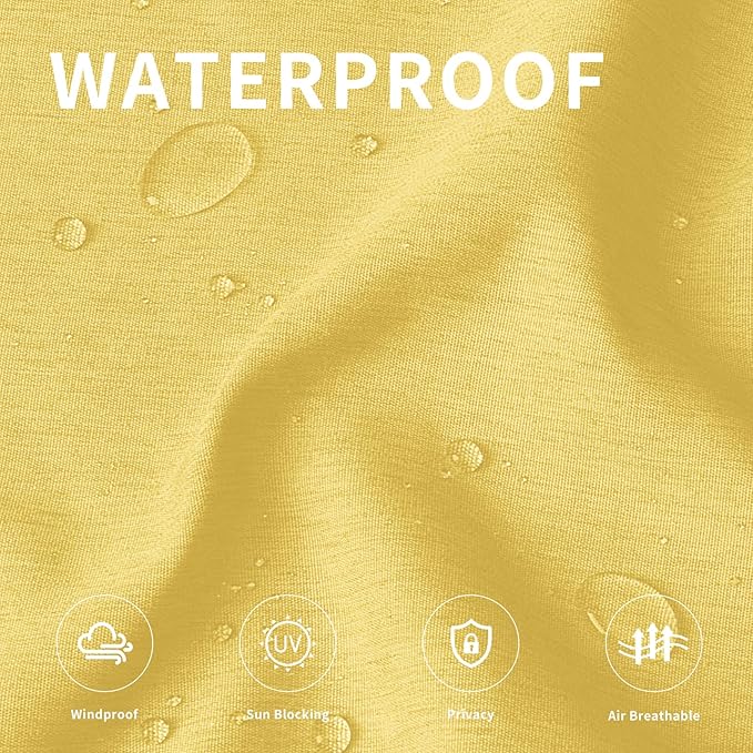 Easy-Going Linen Look Outdoor Curtains Waterproof Windproof Porch Curtains, Soft Thicken Outdoor Privacy Curtains for Patio, Gazebo, Grommet Top and Tab Bottom Drape, 1 Panel, 54x120 inch, Yellow