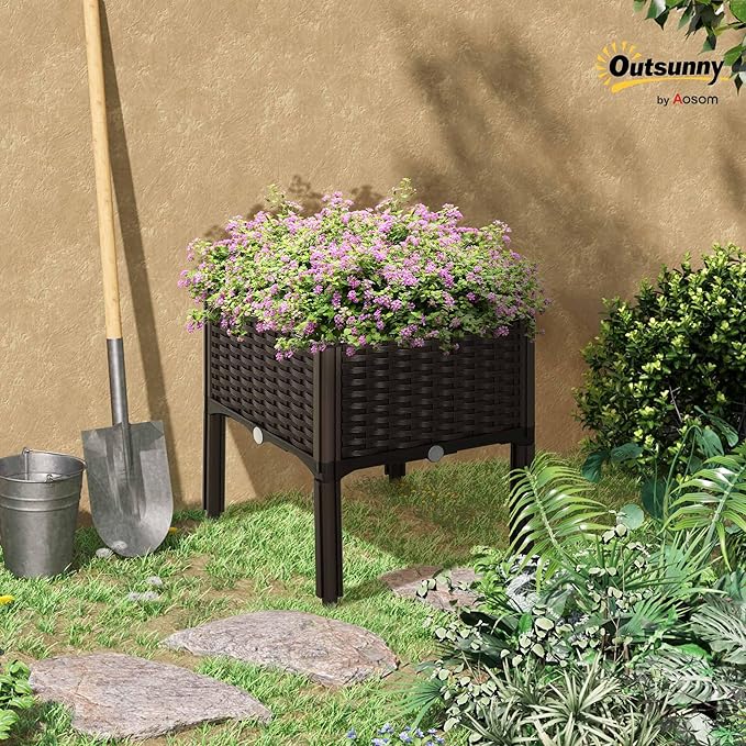 Outsunny 1 Piece Raised Garden Bed with Legs, Planter Box Raised Bed to Grow Flowers, Herbs & Vegetables, Brown