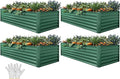 YITAHOME 4pcs 72x36x24 in Galvanized Raised Garden Bed Kit, Large Metal Planter Box with Gloves & Support Rod, Outdoor Flower Bed for Plants Vegetables, Green