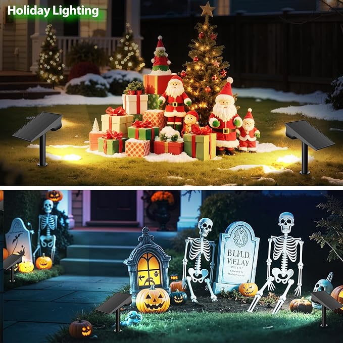 Solar Light Outdoor Waterproof IP65, 56 LED 3 Color Modes Solar Spot Lights Outdoor, Solar Powered Garden Lights for Outside Landscape Pathway Yard House Patio Garage Driveway Tree, 2Pack