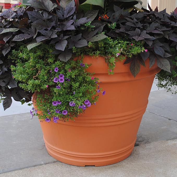 Tusco Products Rolled Rim Garden Planter, 42-inch, Safari