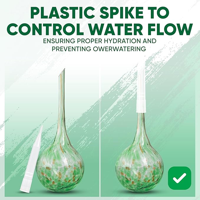 Plant Watering Globes Set of 2 - Small Self Watering Globes for Indoor & Outdoor Plants - Multicolored, Automatic, Glass Watering Bulbs for Daily Use, Plant Watering Devices