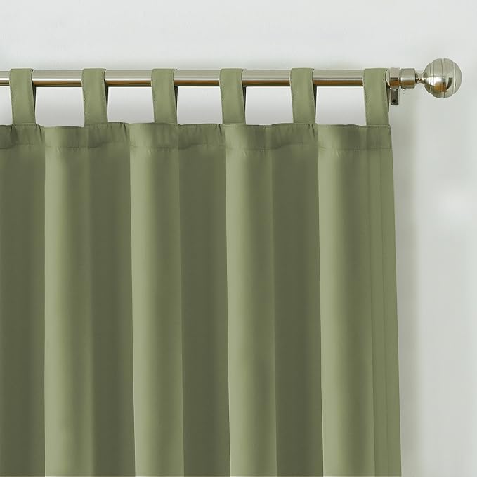 Elrene Home Fashions Matine Weatherproof Tab-Top Indoor/Outdoor Solid Color Curtain Panel for Porch, Pergola, Patio, Deck, 52”W x 95”L, Green (Pack of 3)