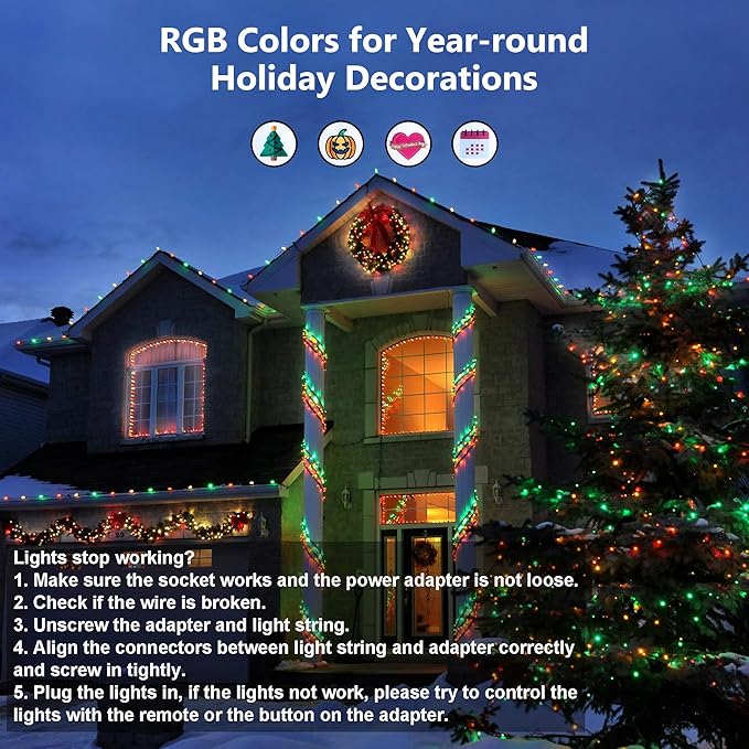 Brizled Color Changing String Lights 98FT 300 LED RGB Christmas Lights Dimmable Multifunctional Christmas Light with Remote for Indoor Outdoor St Patrick's Day Easter Halloween Xmas Tree Holiday Party