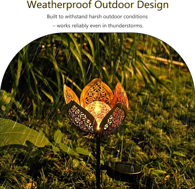 Solar Lights Outdoor Garden Decor,LED Lotus Flower Lamp, Metal Tulip Solar Lawn Lamp for Courtyard Decoration, Garden Gifts for Women