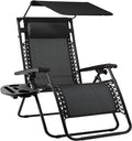Best Choice Products Folding Zero Gravity Outdoor Recliner Patio Lounge Chair w/Adjustable Canopy Shade, Headrest, Side Accessory Tray, Textilene Mesh - Black