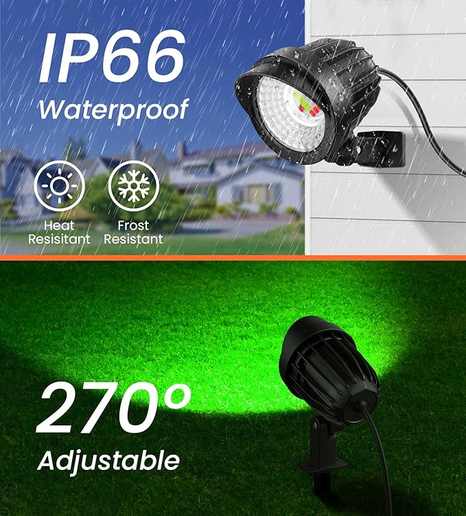 MEIKEE 15W RGB Color Changing Landscape Lighting 120V LED Landscape Lights with 4.9ft Cable IP66 Waterproof Outdoor Spot Lights for Garden Path Decoration (4 Pack)