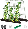Lalahoni Cucumber Trellis, 65" X 65" Metal Garden Arch Trellis Climbing Plant Outdoor Support for Vine Fruits Flowers Vegetables Peas Beans Squash Cucumber Tomato Raised Bed, with Netting, Lightweight