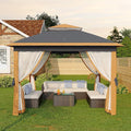 11'x11 Pop-Up Gazebo, Instant Outdoor Canopy Tent with Mosquito Nettings, Durable Steel Frame, Water and UV Proof, for Patio, Garden, Courtyard, Party (Khaki)