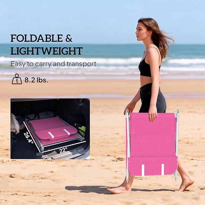 Outsunny Folding Chaise Lounge Chair, Pool Sun Tanning Chair, Outdoor Lounge Chair with Reclining Back, Breathable Mesh Seat, Headrest for Beach, Yard, Patio, Pink