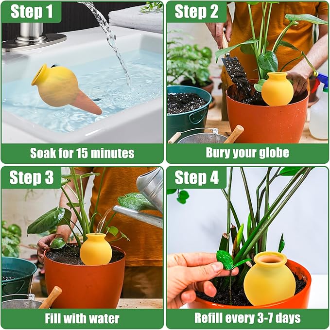 Terracotta Watering Spikes, 4 Pack Self Watering Globes, Slow Release Self Watering Planter Insert, Plant Watering Globes for Indoor and Outdoor Plants