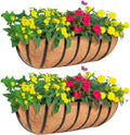 2 Pack 30" Railing Planter Window Box with Coco Fiber Liner Horse Trough Planter The Railing Planter Boxes for Deck Porch Fence Outdoor
