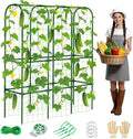 65in Tall Cucumber Trellis for Raised Bed, 50" L x 65" H Metal Garden Trellis for Climbing Plants Outdoor, U-Shape Vegetables Trellis Support for Squash Zucchini Peas Grape