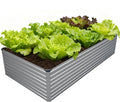 8x4x2FT Galvanized Raised Garden Bed Kit,Vegetable Plant Boxes-Rectangle Metal Flower Box,Large Planter Raised Beds Outdoor Garden for Planting,Fruit,Herb-Silver