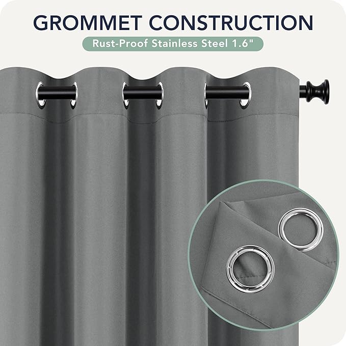 Outdoor Curtains for Patio Waterproof 6 Panels - Windproof, Privacy, Weatherproof Outside Drapes for Gazebo Pergola Porch, Grommet Top and Tab Bottom, 54x108 Inch, Grey