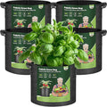 T4U 1 Gallon Grow Bags, Upgrade Grow Bags with Handles, Heavy Duty Thickened Nonwoven Fabric Pots, 1 Gallon Pots for Plants, Herb, Mint, Thyme (5 Pack)