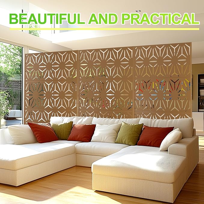Outdoor Privacy Screen,72" H×47" W Metal Privacy Screen, Freestanding Privacy Fence Panels for Patio