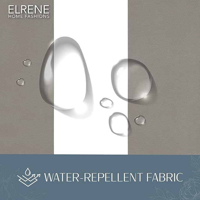 Elrene Home Fashions Highland Stripe Indoor/Outdoor Curtain Panel, 50 inches X 95 inches, Gray & White