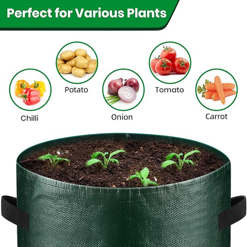 10 Gallon 8-Pack Grow Bags, Durable PE Fabric Pots with Flap and Handles, Green Planter Bags for Potato Vegetables Flowers Herbs Garden Outdoor, 17.7''x13.8'' Large for All Plants Growing