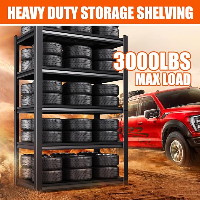 Garage Shelving-2050 lbs 5 Tier Storage Shelves,Adjustable Heavy Duty Metal Shelving Unit and Storage Large Rack,Utility Steel Shelf for Warehouse Industrial Pantry Basement Organizers 71"x46"x20"
