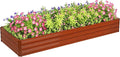 Outsunny Galvanized Raised Garden Bed, 8' x 3' x 1' Metal Planter Box, for Growing Vegetables, Flowers, Herbs, Succulents, Natural Wood