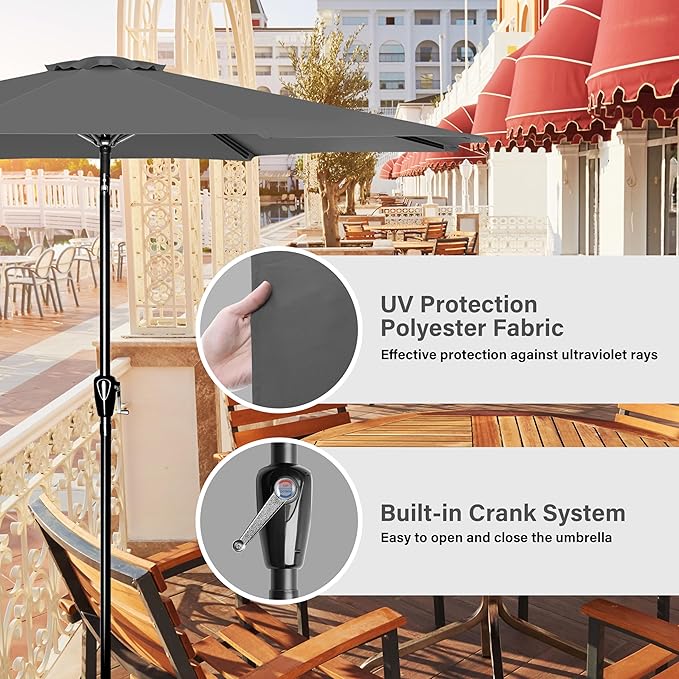 Simple Deluxe 9' Patio Umbrella Outdoor Table Market Yard Umbrella with Push Button Tilt/Crank