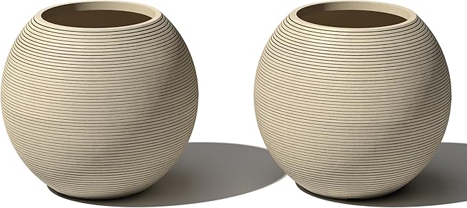 Veradek Strata Series Sphere Round Planter for Patio & Backyard | Durable Plastic-Stone Material | Modern Décor for Tall Trees and Plants