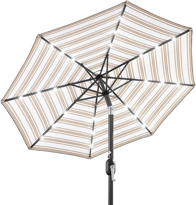 Best Choice Products 10ft Solar Polyester LED Lighted Patio Umbrella w/Tilt Adjustment and UV-Resistant Fabric