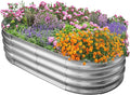 Galvanized Raised Garden Bed for Outdoor: 4X2X1ft Durable Metal Vegetable Plant Container Kit - Oval Planter Box for Gardening Flower Trough