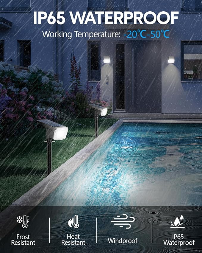 HIBOITEC Solar Spot Lights Outdoor 59LED Landscape Lights Solar Powered Uplights Waterproof Adjustable Brightness Dusk to Dawn for Outside Garden Yard Trees 8 Packs Cool White