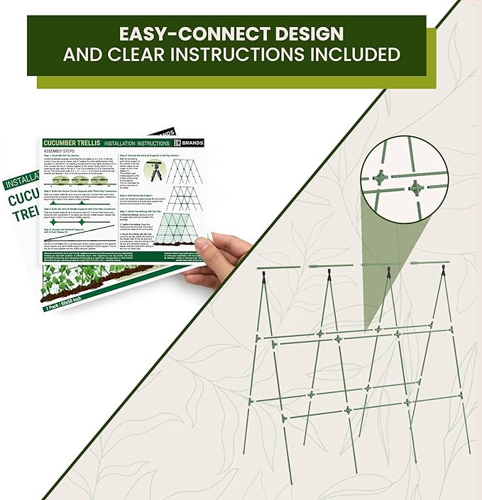 50x50 Cucumber Trellis for Raised Bed - A Frame Garden Trellis for Climbing Plants Outdoor - Cucumbers, Pea, Zucchini, Squash,Tomato, Green Bean, Vine, Watermelon, Melon, Pumpkin