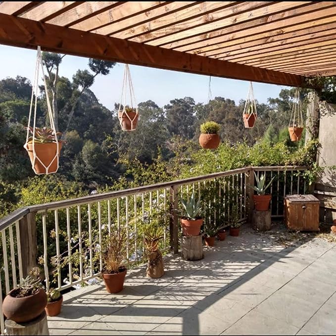 Macrame Plant Hanger 5 Pack Hanging Planters for Indoor Plants for Window,Ceiling Crochet Handmade Hanging Plant Holder Planter Hanging Baskets for Boho Home Decor Set