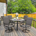 Sophia & William Patio Dining Set 5 Pieces, 4 x Patio Dining Chairs Textilene with 1 Round Patio Dining Metal Table 44" with Umbrella Hole Outdoor Furniture Set for Lawn Garden