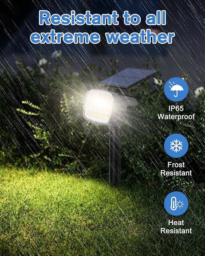 Fabrito Large Solar Spot Lights Outdoor 6 Pack, 1000 Lumens High Brightness, IP65 Waterproof Solar Spotlight with 136 LEDs, Dusk to Dawn Solar Landscape Lights for Yard, Garden, Pathway, Plants(White)