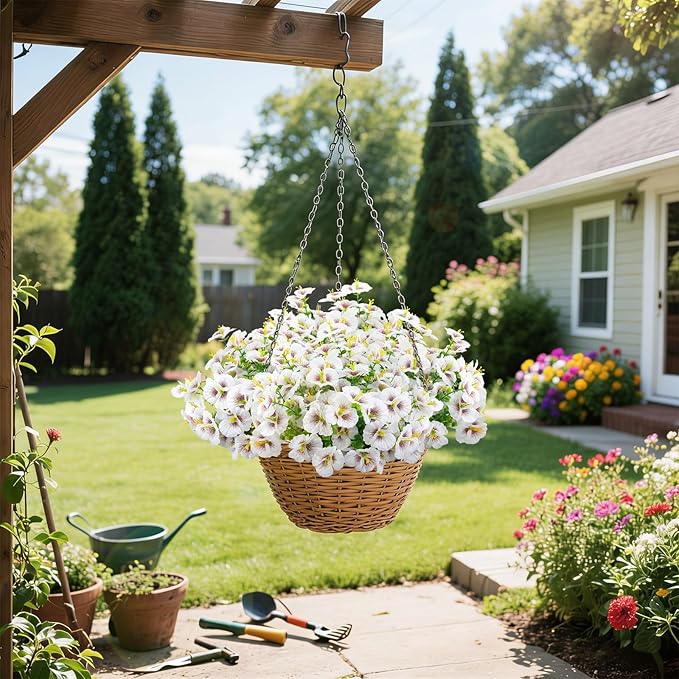12 Bundles Artificial Pansy Flowers for Outdoor, Faux Silk Pansies Spring Flowers Outside for Planter Front Door Porch Patio Yard Window Box Home Decor (White)