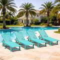 SERWALL Outdoor Chaise Lounge Set of 4, 78" Patio Lounge Chair with 5 Positions Adjustable Backrest, HDPE Lounger with Rolling Wheels & Cup Holder for Poolside, Beach, Garden, Aruba