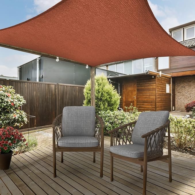 AsterOutdoor Sun Shade Sail Rectangle 12' x 12' UV Block Canopy for Patio Backyard Lawn Garden Outdoor Activities, Terra