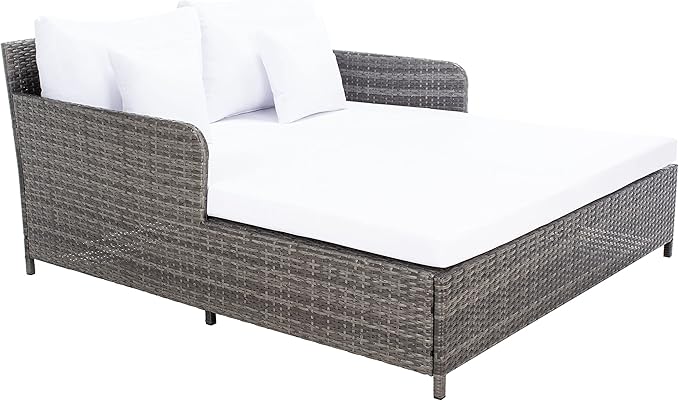 Safavieh Outdoor Collection Cadeo Grey Brown/White Cushion Daybed PAT7500C