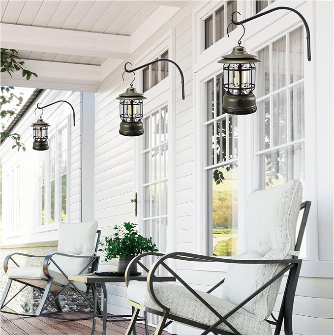 11 inch Plant Hanger, Sturdy Hanging Plant Bracket Outdoor, Hanging Plant Wall Hook Heavy Duty, for Hanging Bird Feeders, Planters, Lanterns, Wind Chimes, Indoor/Outdoor Use, Black, Set of 2