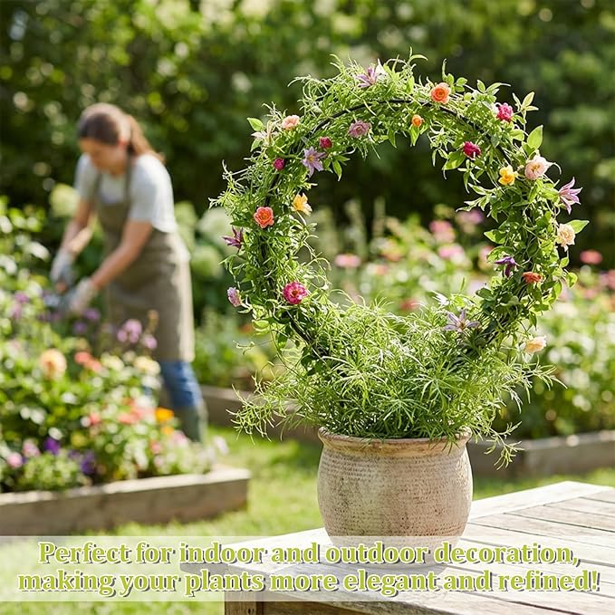 2 Pcs Trellis for Climbing Plants Indoor 14.5" Hoya Trellis Set Small Plant Support Stakes Round Climbing Plant Supports Flower Houseplant Hoya Support for Garden Stem Vines Potted Plants