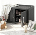 2-Tier Storage Bench, Waterproof UV-Resistant Outdoor Shoe Storage Cabinet with 2 Doors & Adjustable Shelves for Indoor Outdoor Entryway, Hallway, Living Room (Midnight Black)