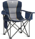 ALPHA CAMP Heavy Duty Camping Chair 500LBS Capacity, Oversized Folding Chair for Heavy People, Padded Portable Outdoor Chair with Cooler Bag & Cup Holder for Camping, Fishing, Beach
