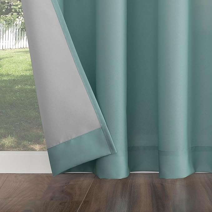 Sun Zero Marina Indoor/Outdoor UV Protectant Energy Efficient Grommet Curtain Panel, 54" x 95", Soft Teal