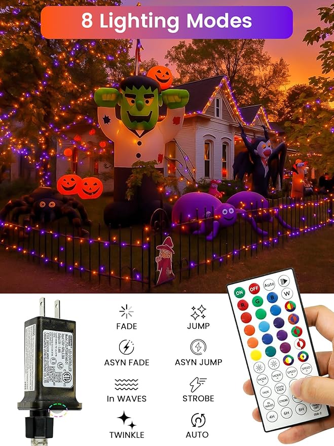 66Ft 200 LED RGB Color Changing Christmas Fairy Lights Plug in, Waterproof String Lights with Remote for Outdoor & Indoor, 24 Colors Twinkle Lights with Timer for Girl's Room Christmas Decorations